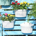 Sungmor Wall Hanging Planters,11.5 Inch Hanging Flower Pots for Railing Fence - Indoor Outdoor Balcony Wall Hanging Basket, Plastic Plant Pot Container - Half Round & 3PC Pack & Grey White-Ruum Studio Home