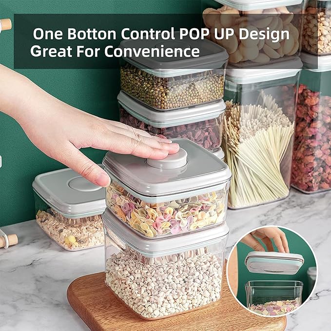 Pop Containers with Lids - Stackable Airtight Food Storage, Kitchen Pantry Storage Containers for Snacks Candy Salt Herbs Spices BPA-Free (1200ML*3)-Ruum Studio Home