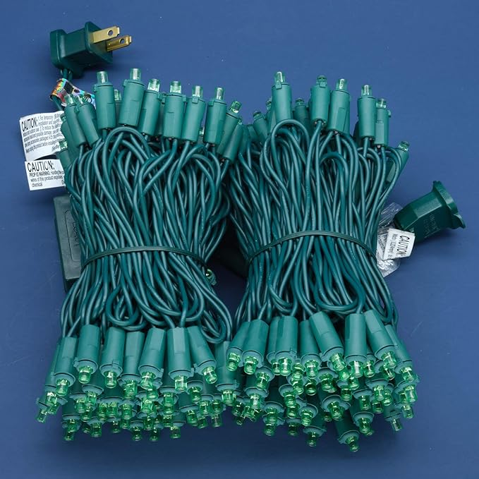 200 Count Green Wide Angle LED Christmas Lights, 66 ft Green Wire UL Certified Commercial Grade 5mm Holiday String Light Set (Green)-Ruum Studio Home