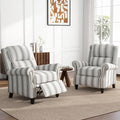 UIXE Pushback Recliner Chairs Set of 2, Fabric Armchair Push Back Accent Chair for Living Room, Rivet Trim Club Chair Overstuffed Home Theater Bedroom Reading Seat - Stripe Gray-Ruum Studio Home