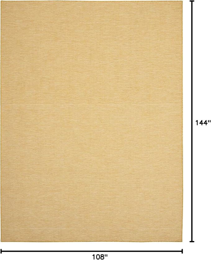 Nourison Home Positano Yellow 9' x 12' Area Rug, Modern, Solid, Indoor/Outdoor, Easy Cleaning, Non Shedding, Bed Room, Living Room, Deck, Backyard-Ruum Studio Home