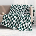 LOMAO Throw Blankets Flannel Blanket with Checkerboard Grid Pattern Soft Throw Blanket for Couch, Bed, Sofa Luxurious Warm and Cozy for All Seasons (Green, 60"x80")-Ruum Studio Home