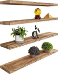 Wood Floating Shelves for Wall, Rustic Wall Shelves for Bedroom, Wall Mounted Floating Shelf, Set of 4 Light Walnut 36 Inch-Ruum Studio Home
