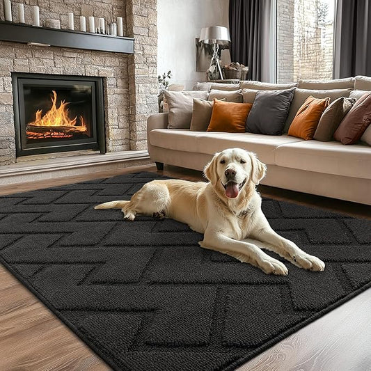 hicorfe Indoor Doormat,Front Back Door Mat Rubber Backing Non Slip Door Mats 47"x71" Absorbent Resist Dirt Entrance Doormat Inside Floor Mats for Entryway Washable Low-Profile (Charcoal)-Ruum Studio Home