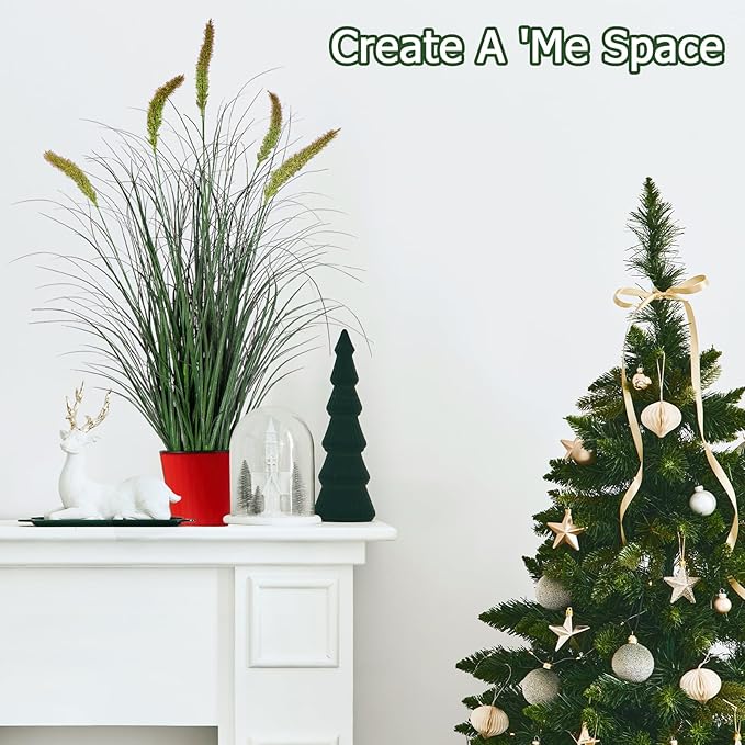 Green Onions Fake Plants,Artificial Plants Indoor, Fake Grass Decor Green Plant Fake Outdoor Flowers Fake Succulents,Artificial Tall Grass Plants with Pots House Decorative(36“ 1 Pack)-Ruum Studio Home