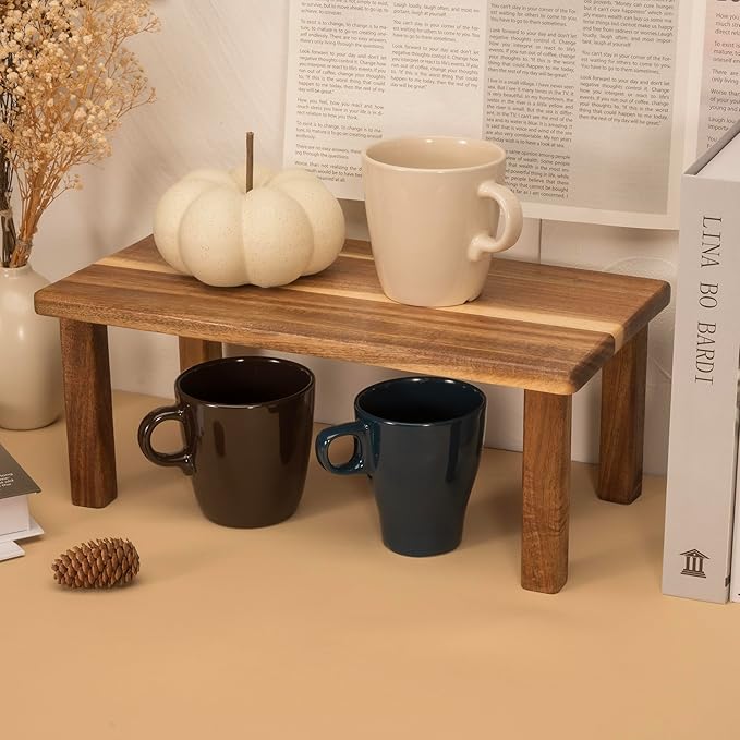 Acacia Wooden Desktop Organizer Shelf Kitchen Cabinet and Counter Riser Display Shelf for Top of Desk Home Office Bathroom Coffee Table Display Stand-Ruum Studio Home