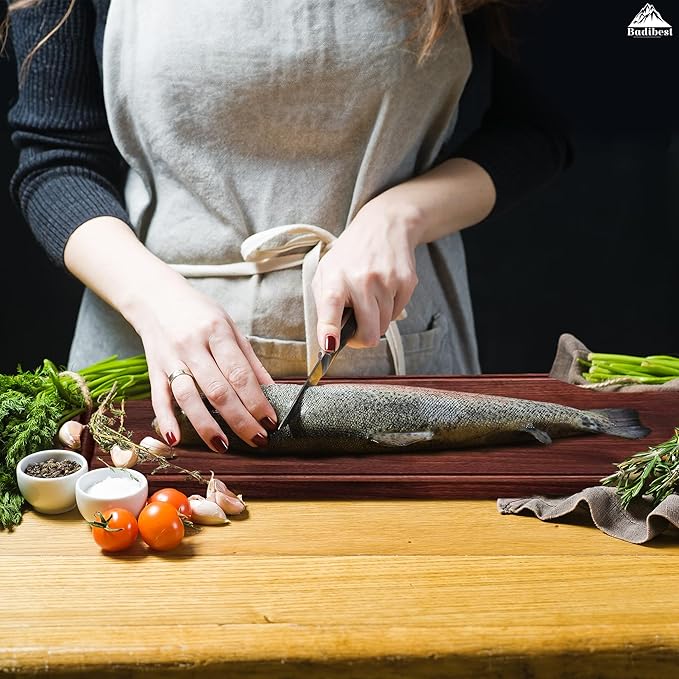 Handcrafted Walnut Wood Cutting Board 12x8, Non Toxic Kitchen Chopping Board with Juice Groove Charcuterie Serving Board, Eco & Knife Friendly Small Wooden Cutting Boards for Kitchen, Restaurant Use-Ruum Studio Home