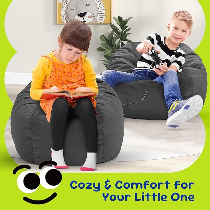 Hobestluk Bean Bag Chairs 2.5FT Bean Bag Chair with Memory Foam Filled & Machine Washable Cover,Beanbag Chair, Small Bean Bag Chairs for Playroom, Living Room, Bedroom-Ruum Studio Home