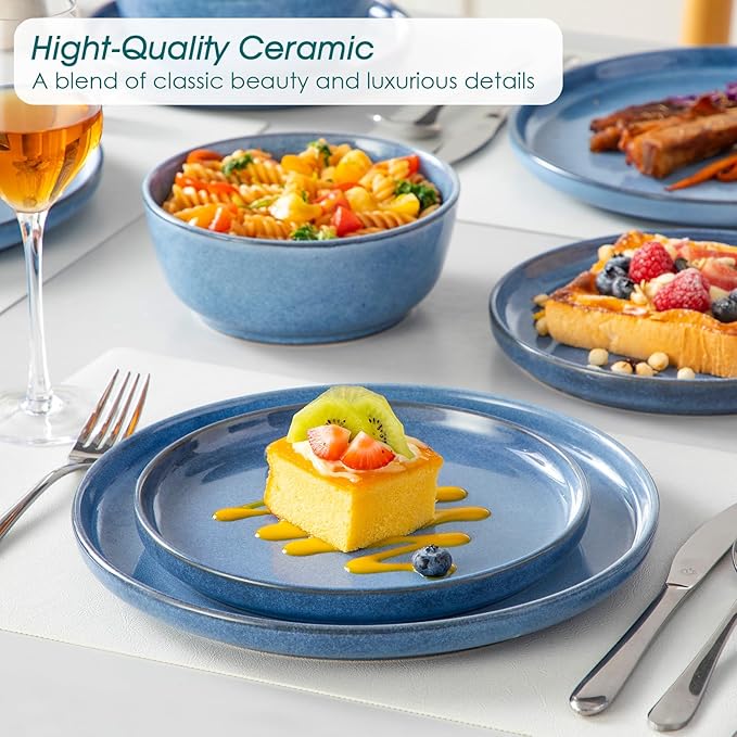 vancasso ANYA 18 Pieces Plates and Bowls Set, Blue Dinnerware Sets, Reactive Glaze Dishes Set for 6, Ceramic Dishware Sets Kitchen Dinner Set, Microwave & Dishwasher Safe-Ruum Studio Home