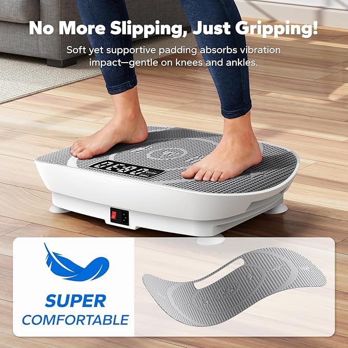MERACH Slim Vibration Plate Exercise Machine, Vibration Plate for Lymphatic Drainage Weight Loss, Vibrating Plate with Real-Time Calorie Tracking on LED Display, Workout Equipment for Home Women Men-Ruum Studio Home