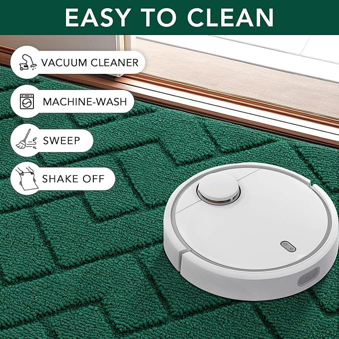 hicorfe Front Door Mat Outside Entrance,32"x40" Absorbent Muddy Dirt Resist Welcome Door Mats Outdoor Indoor,Stain and Fade Resistant,Non Slip Backing Entry Mat Doormat for Entryway(Evergreen)-Ruum Studio Home