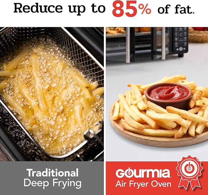 Gourmia Toaster Oven Air Fryer Combo 17 cooking presets 1700W french door digital air fryer oven 24L capacity accessories, convection rack, baking pan tray recipe book GTF7460,Large,Black-Ruum Studio Home