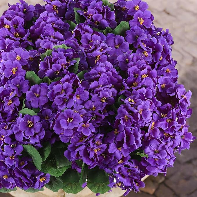 Hananona 12 Pcs Artificial Geranium Flowers for Outdoors Silk Purple Geranium Flowers Outdoor UV Resistant Plants Faux Flower for Home Kitchen Table Centerpieces Front Door Patio Decor (12, Purple)-Ruum Studio Home