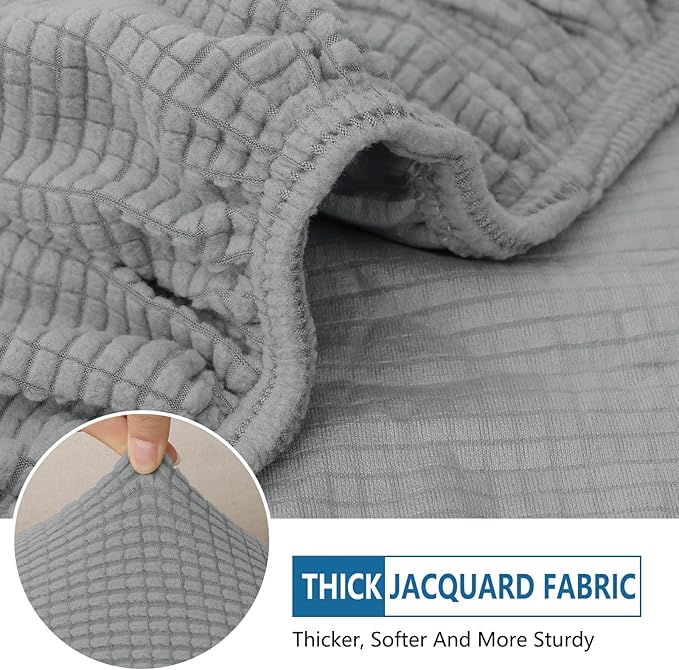 hyha Waterproof Couch Cushion Covers for Pets, Non Slip Sofa Seat Cover for Dogs Washable, Soft Thick Stretch Jacquard Fabric, Sofa Slipcovers with Elastic Bottom (1 Piece for Large, Light Grey)-Ruum Studio Home