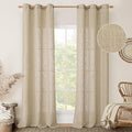 LAMIT Linen Blended Curtains for Bedroom, Linen Textured Light Filtering Drapes Bronze Grommet Boho Burlap Panels for Farmhouse/Living Room, 2 Panels, 38 x 84 Inch, Brown-Ruum Studio Home