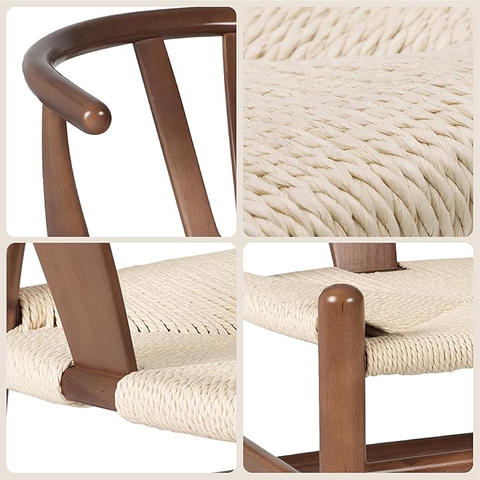 POLY & BARK Weave Dining Chair – Mid-Century Modern Wishbone Dining Chair with Arms, Solid Wood Frame, Indoor Use – Walnut – Single - Ideal for Dining Room, Kitchen or Stylish Accent Setting-Ruum Studio Home