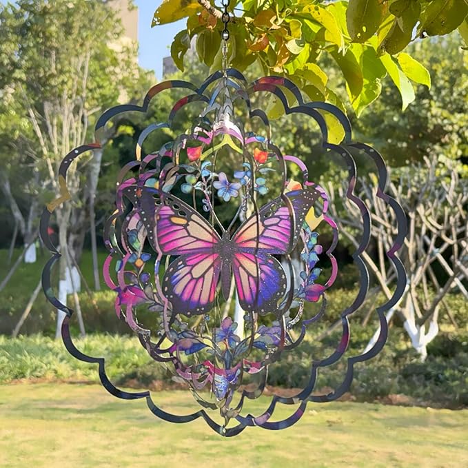 Wind Spinners Outdoor Butterfly Decorations - Birthday Gifts for Women Mom Grandma, Butterflies Hanging Wind Spinner 12 inch 3D Wind Sculptures for Garden Decor for Outside, Patio, Yard, Outdoor-Ruum Studio Home
