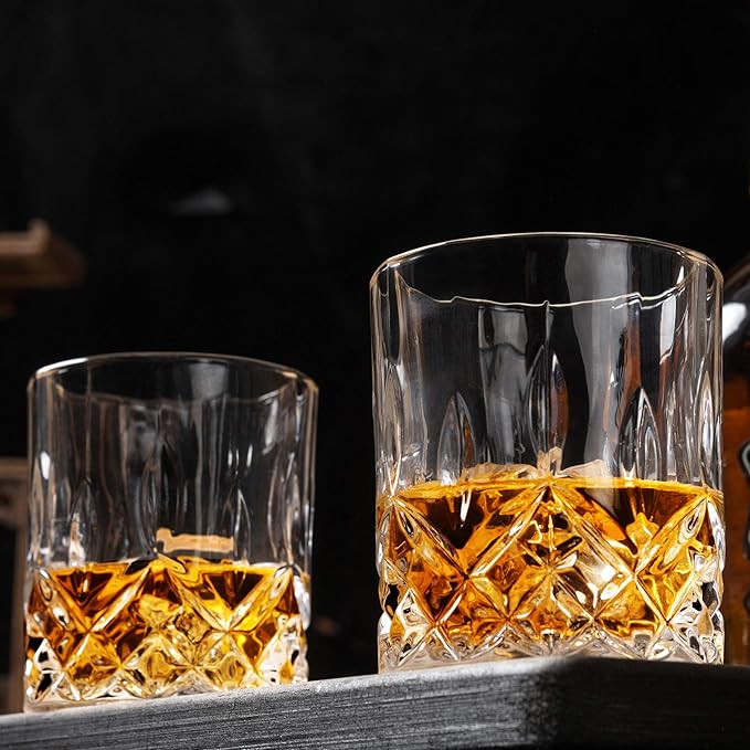 KANARS Old Fashioned Whiskey Glasses with Luxury Box - 10 Oz Rocks Barware For Scotch, Bourbon, Liquor and Cocktail Drinks - Set of 4 - Men Gift-Ruum Studio Home