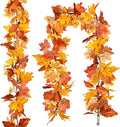 DearHouse 2 Pack Fall Garland Maple Leaf, 5.9Ft/Piece Hanging Vine Garland Artificial Autumn Foliage Garland Thanksgiving Decor for Home Wedding Fireplace Party Christmas (Yellow)-Ruum Studio Home