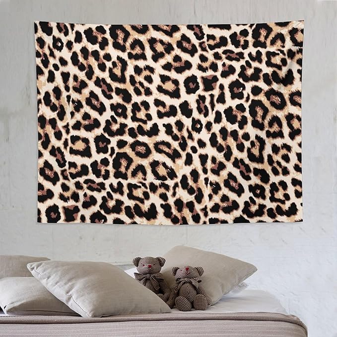 HZOHNAGO Leopard Print Tapestry Rustic Brown Leopard Wild Animal Printed Wall Tapestry Painting Wall Hanging for Bedroom Living Room Dorm 80" W x 60" H-Ruum Studio Home