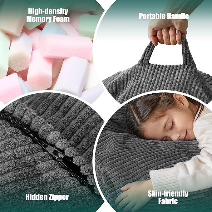 Hobestluk 3.5FT Bean Bag Chair Large Bean Bag with Filler Included Bean Bag Chairs for Adults Teardrop Bean Bag Chair with Removable Cover for Bedroom Living Room - (Large, Grey)-Ruum Studio Home