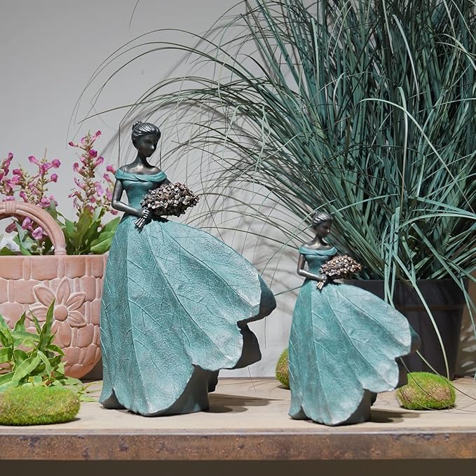 Guichifun Fairy Statue Collection Home Decoration - Leaf Angel Girls Resin Modern Table Decor for Living Room Office Sculpture Decor for Women Indoor Rustic Figurines Gift 5 x 3 x 7.5 Inch-Ruum Studio Home