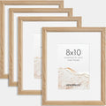 8x10 Picture Frame Set of 4 Natural Solid Oak Photo Frames with 5x7 Removable Mat Wall Hanging Large Handcrafted Frame with HD Plexiglass Wall and Tabletop Display Large Poster Frame-Ruum Studio Home