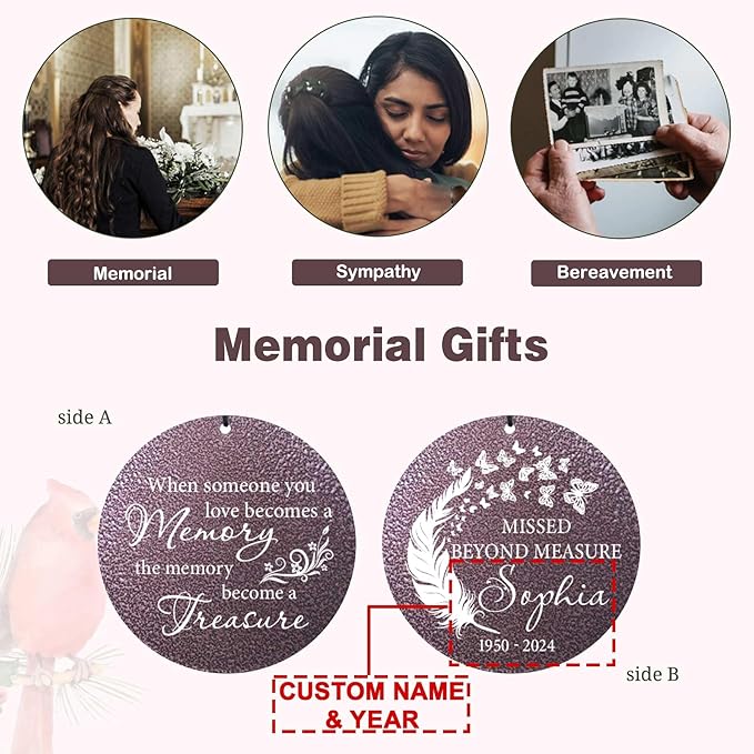 ASTARIN 36" Large Deep Tone Personalized Sympathy Wind Chimes, Memorial Wind Chime for Loss of Mother Father Loved One, Angel's Feather Bereavement Gifts Decor Outdoor Patio Garden(Produced in USA)-Ruum Studio Home