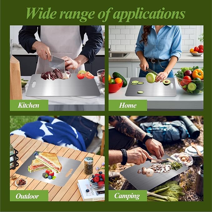 Titanium Cutting Board, 100% Pure Titanium Cutting Boards for Kitchen, Double Sided Food-Grade, Dishwasher Safe Chopping Board for Cutting Meat Vegetable Fruit (11.5"L x 8"W)-Ruum Studio Home