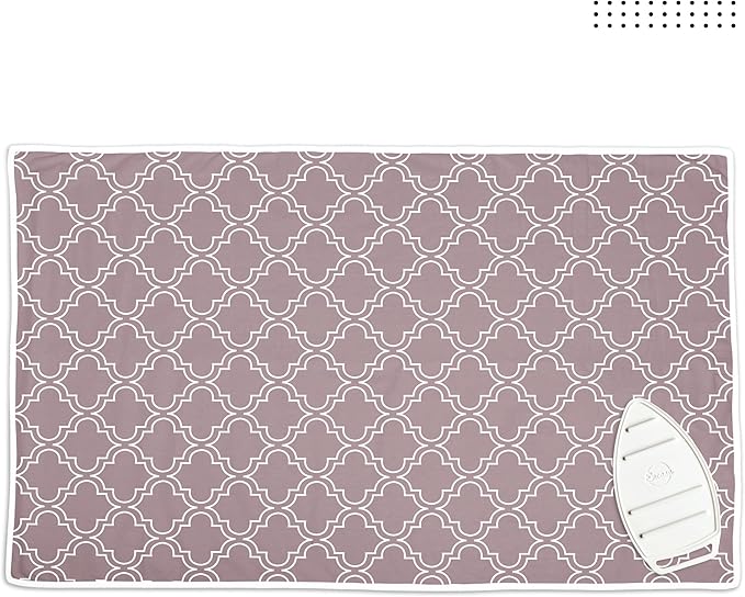 Encasa Homes Ironing Mat/Pad (Large 48"x28") with 3mm Padding & Silicone Iron Rest for Steam Pressing on Tabletop or Bed - Heat Resistant, Portable, Quilting & Travel Blanket - Mauve Tiles-Ruum Studio Home
