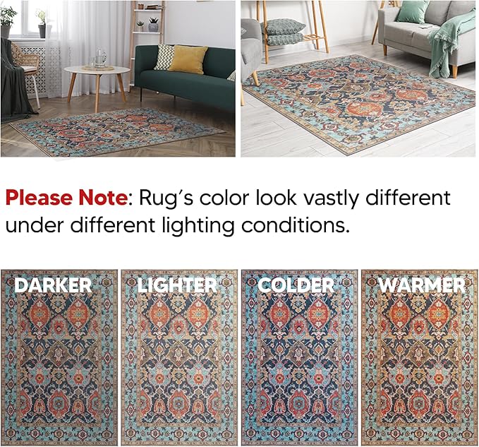 Keen Home Design 2x12 Rug - Machine Washable Runner Rug with Non-Slip Backing, Ideal for Hallway, Entryway, Kitchen, Laundry Room - Vintage, Easy Clean, Durable, Low Pile - (2'6" x 12')-Ruum Studio Home