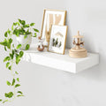 Deep Floating Shelves for Wall | 24 Inch Wide x 12 Inch Deep White Floating Shelves | 24W x 12D Rustic Wood Wide Wall Shelves | Bookshelf Laundry Shelf TV Shelf-Ruum Studio Home
