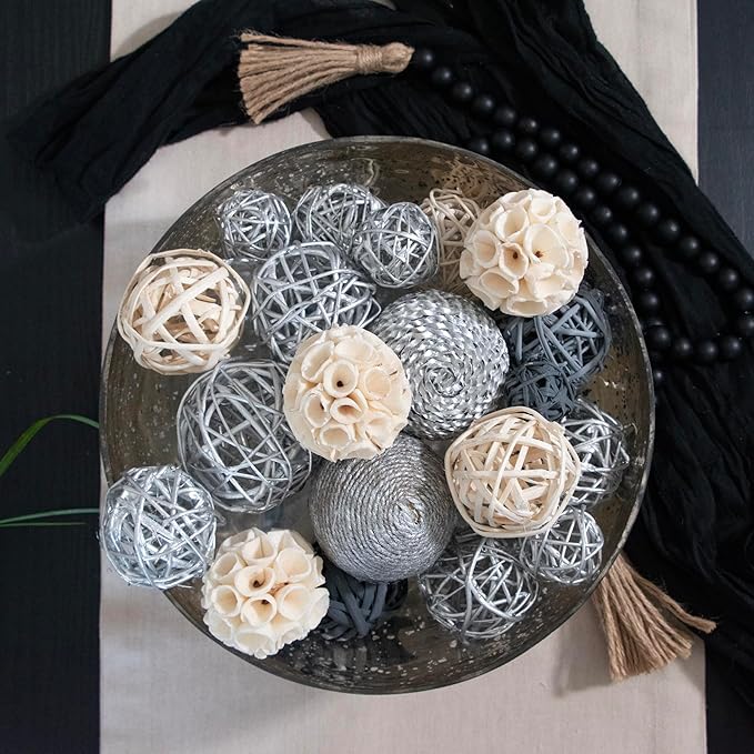 ANDALUCA Decorative Balls Bag Bowl Filler Home Decor (Silver)-Ruum Studio Home