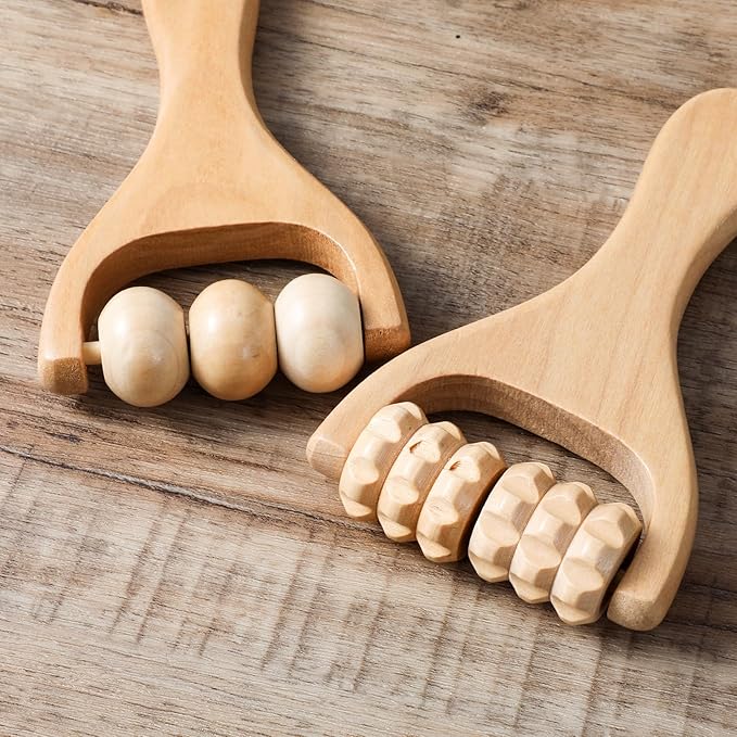 2 Pcs Wooden Massage Roller, Massage Hand Roller Massagers for Neck Muscle Rollers Stick Wooden Massager Tool for Back Rolling Hands Foot The Face Ball Full Body-Ruum Studio Home