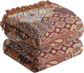 Boho Throw Blanket for Bed 60”x80”, 100% Cotton Woven Blanket for Couch Sofa, Ultra Soft 4-Layer Muslin Quilt with Patchwork Floral Printed, Farmhouse Bed Blanket/Cover for Living Room Decor-Ruum Studio Home