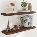 40 Inch Floating Shelvese, 40" W x 9" D Floating Shelf Set of 2, Farmhouse Wood Wall Shelves for Bedroom, Kitchen, Wall Mounted Deep Shelving for Home Decor, Walnut Color-Ruum Studio Home