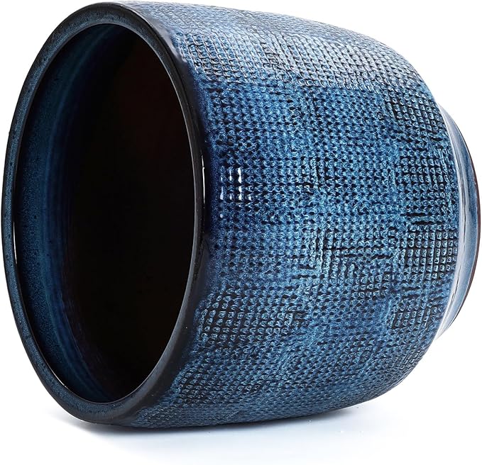 LuxenHome 15.5" Dia Large Ceramic Pots for Plants, Ocean Blue Glazed Planters for Outdoor Plants, Round Indoor Flower Pots with Drainage Hole and Rubber Plug for Home Garden Patio-Ruum Studio Home