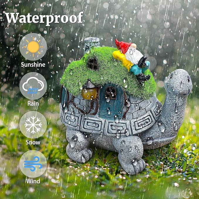 SunGlee Solar Turtles for Outdoors Turtle Solar Light Garden Statue, Cute Tortoise Garden Outdoor Turtle Decor for Patio Lawn Yard Gifts for Mom Grandma Housewarming Birthday-Ruum Studio Home
