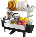 BOOSINY Dish Drying Rack with Drainboard, Stainless Steel Dish Rack, 2 Tier Extra Large Dish Drainer with Cup Holder and Utensil Holder for Kitchen Counter-Ruum Studio Home