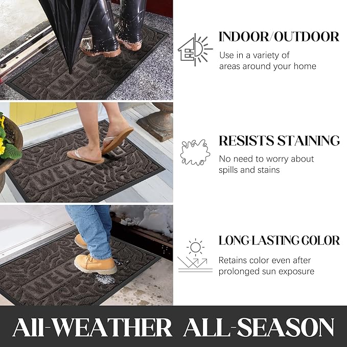 Yimobra Welcome Mat Outdoor, 36x24 Waterproof Door Mat Outside Entrance, All-Weather Non Slip Front Door Mat, Low-Profile Entryway Mat Indoor, Porch and Patio, Brown-Ruum Studio Home