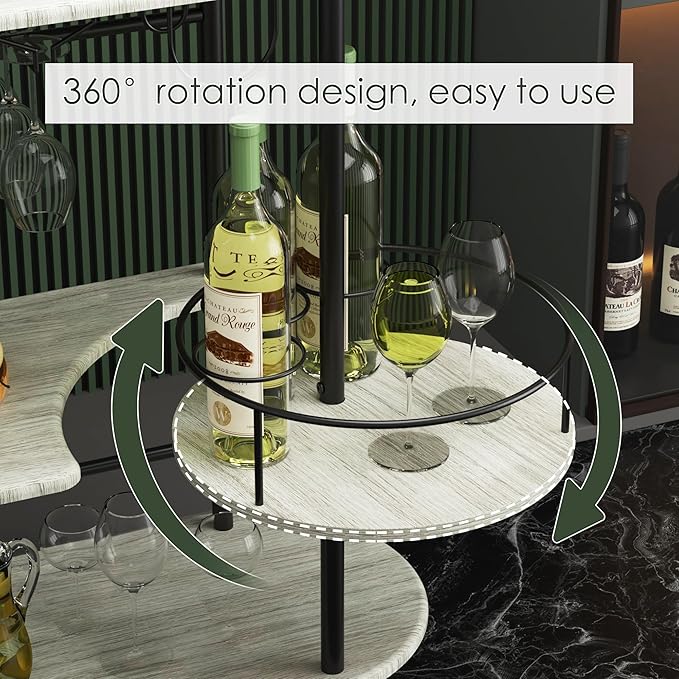 Light Gray Bar Carts with 4-Tier Storage Shelves, Mobile Bar Serving Cart with Wine Rack and Glass Holder, for The Home, Kitchen, Living Room, Dining Room-Ruum Studio Home