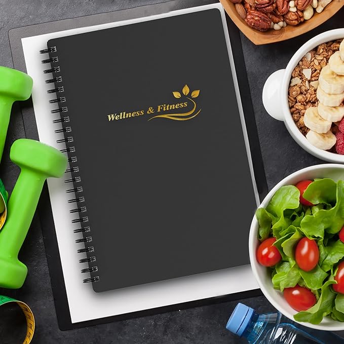 Wellness Planner & Fitness Log - Daily Diet & Health Journal with Weight Loss, Wellness Journal Notebook for Tracking Fitness, Sleep, Nutrition, Meal, Habits, A5(5.8 x 8.6 inch) (Black Golden)-Ruum Studio Home