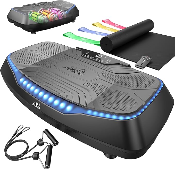 FLYBIRD 4D Vibration Plate 500 LBS Capacity, Oscillation, Linear, Pulsation Vibration Plate Exercise Machine, Triple Motors Vibration Plate for Bone Density Building & Lymphatic Drainage-Ruum Studio Home