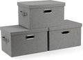 Medium 15" 21 Quart Collapsible Stackable Storage Bins with Lids, 3 Packs Grey Foldable Fabric Closet Boxes Heavy-duty Linen Cube Baskets Container for Bedroom Office (15 x 11 x 8)-Ruum Studio Home