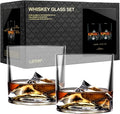 Mount Everest Heavy Crystal Whiskey Glasses Gift Set of 2, Thick Freezable Bourbon Glass 1lb Each, Premium Whiskey Gifts for Men, Frozen Crystal Chills Cocktails, 10 oz-Ruum Studio Home
