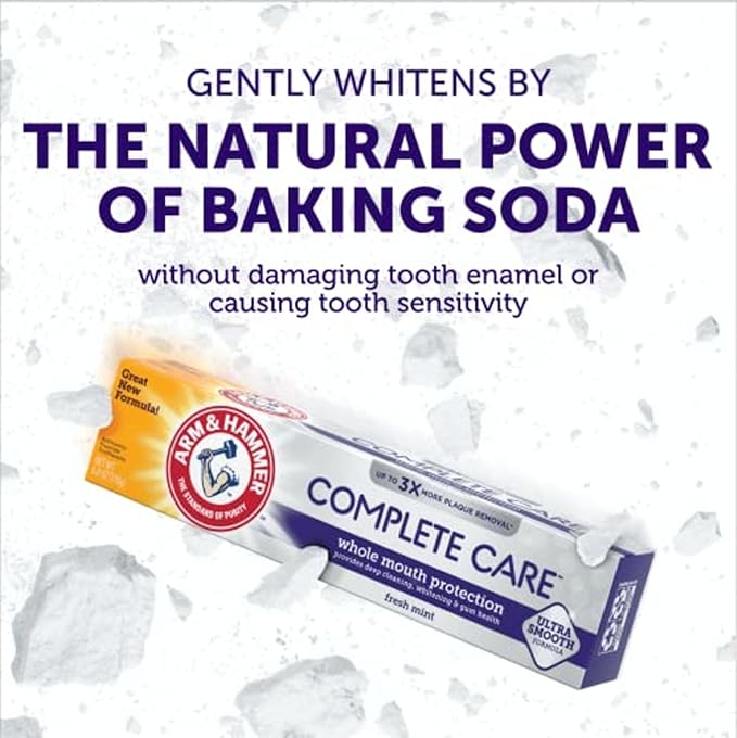 ARM & HAMMER Complete Care Toothpaste, Teeth Whitening Toothpaste with Baking Soda, Fluoride, Whole Mouth Protection, Fresh Mint Flavor, 6.0 oz (Pack of 4)-Ruum Studio Home