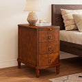 PADMA HOUSE Solid Wood End Table with 3 Drawers, Fully Assembled Nightstand with Sliding Shelf, Pre-Assembled Vintage Wooden Beside Table in Cherry Brown for Small Space,13.4 * 22.4 * 22.6in-Ruum Studio Home