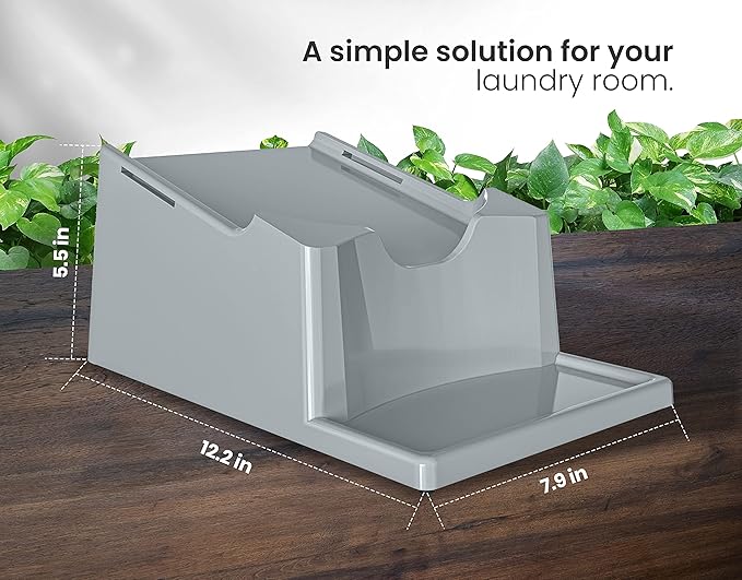 TidyFriend 2 Pack Liquid Laundry Detergent Holder Stand with Drip Tray & Rubber-Grip Feet, Stand for Laundry Room Organization and Storage, Fabric Softener Dispenser with Cup Holder (Grey)-Ruum Studio Home