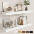 fuqing Floating Shelves for Wall, Bathroom Shelf Wall Mounted for Storage, Shelves with Invisible Bracket for Bedroom, Kitchen, Living Room, Farmhouse Small Book Shelf, 32 Inch Set of 2, White-Ruum Studio Home