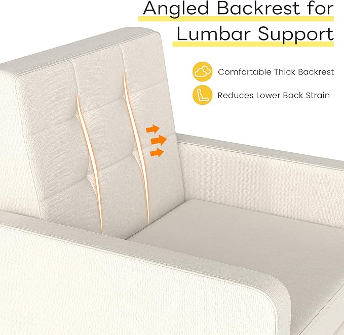 Kromax Mid-Century Modern Accent Chair for Living Room, 496 Lb. Weight Capacity, Dual Armrests, Comfy Extra Large Seat, Timeless Style Perfect for Reading & Relaxing, Beige-Ruum Studio Home